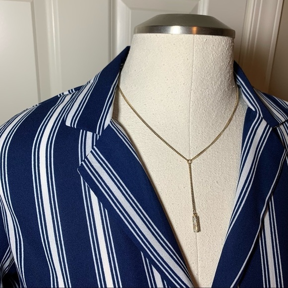 Moon Orchid button down tied front striped blouse - Picture 8 of 13